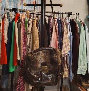 Bueno Faux Fur Embossed Chain Bag